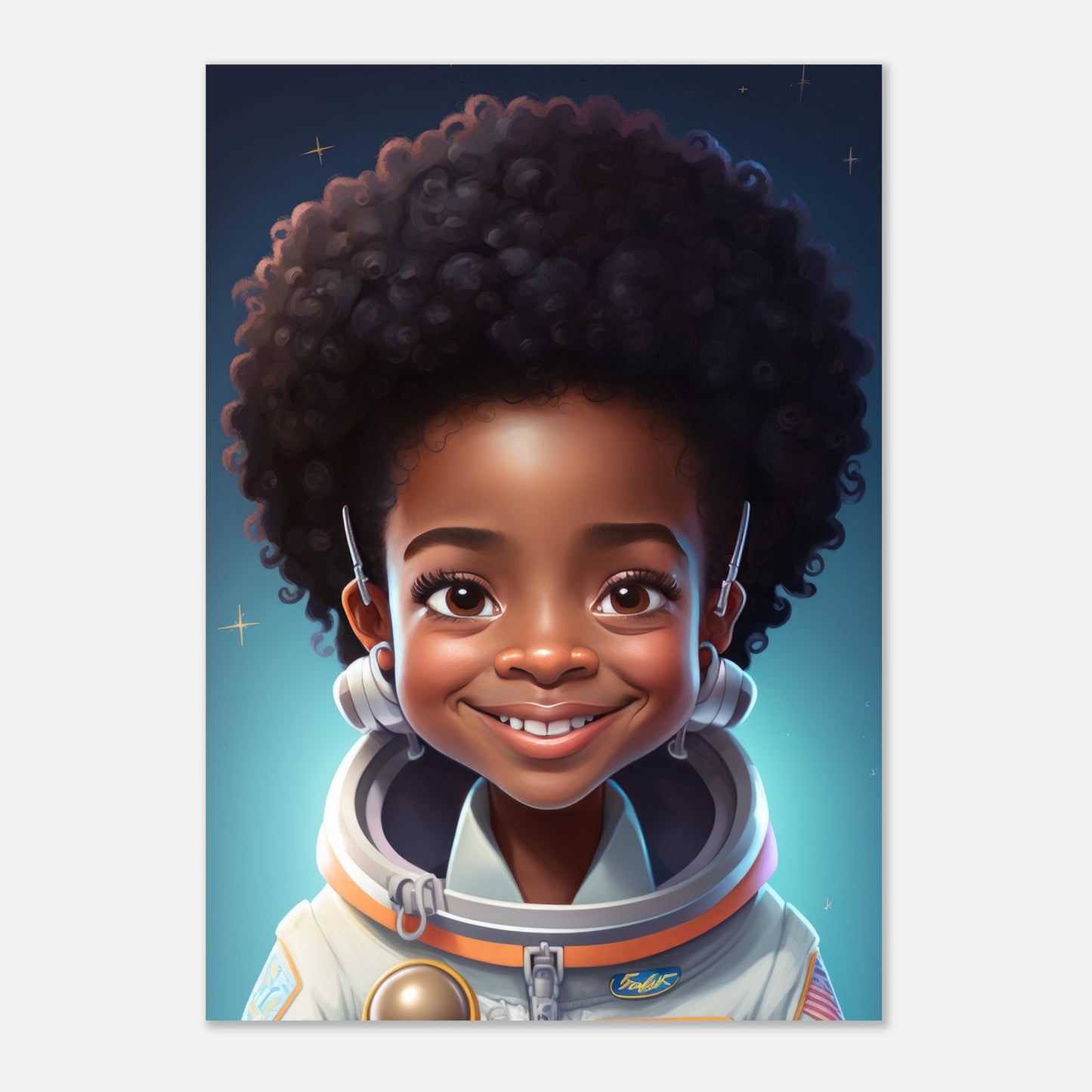 Little Heroes Astronauts Girl 2 Premium Matte Poster | Encouraging Children's Wall Art