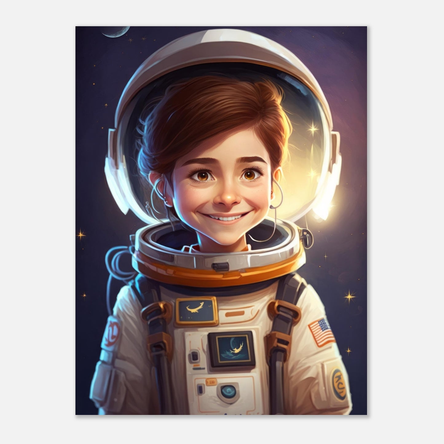 Little Heroes Astronauts Girl 1 Premium Matte Poster | Encouraging Children's Wall Art