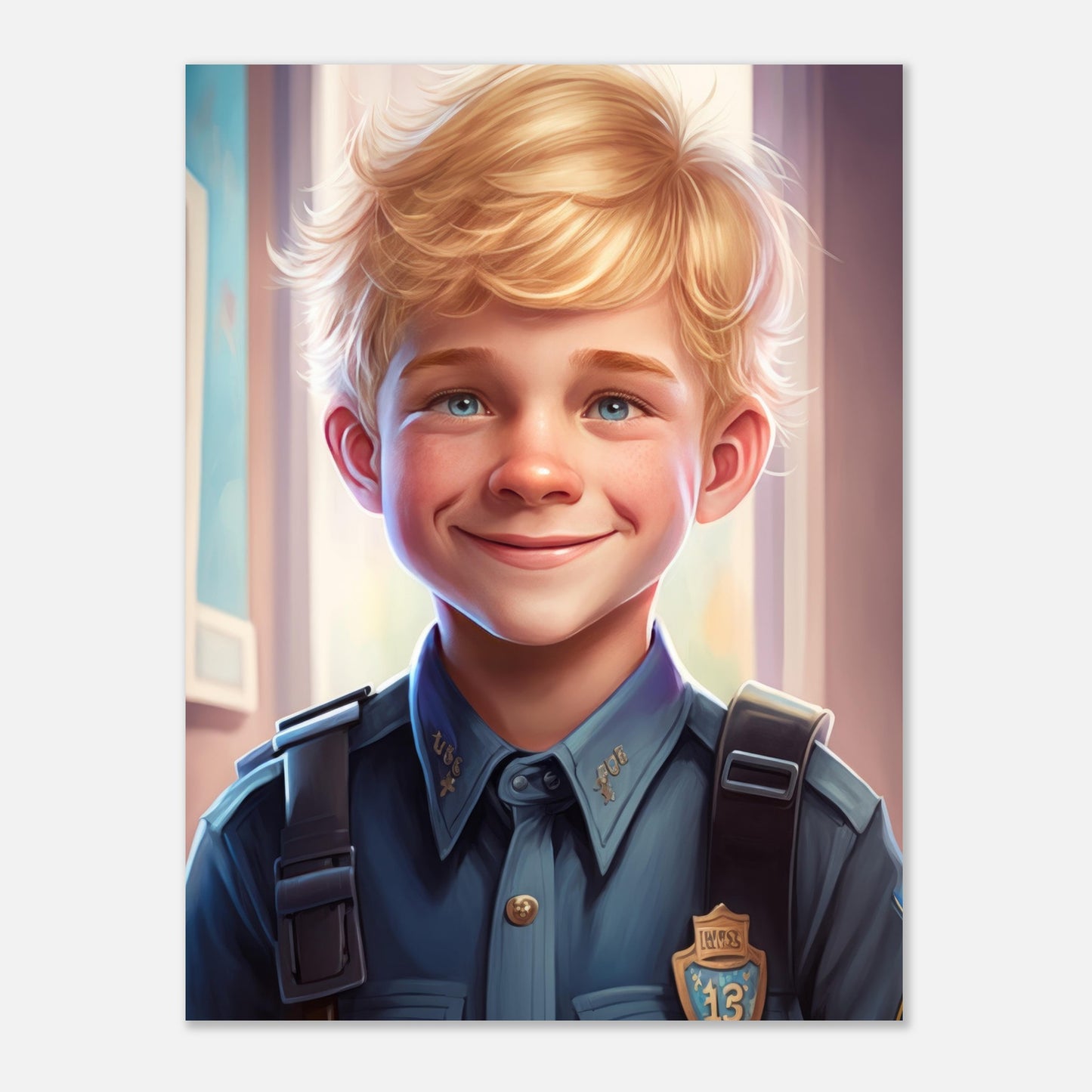 Little Heroes Police Boy 3 Premium Matte Poster | Encouraging Children's Wall Art