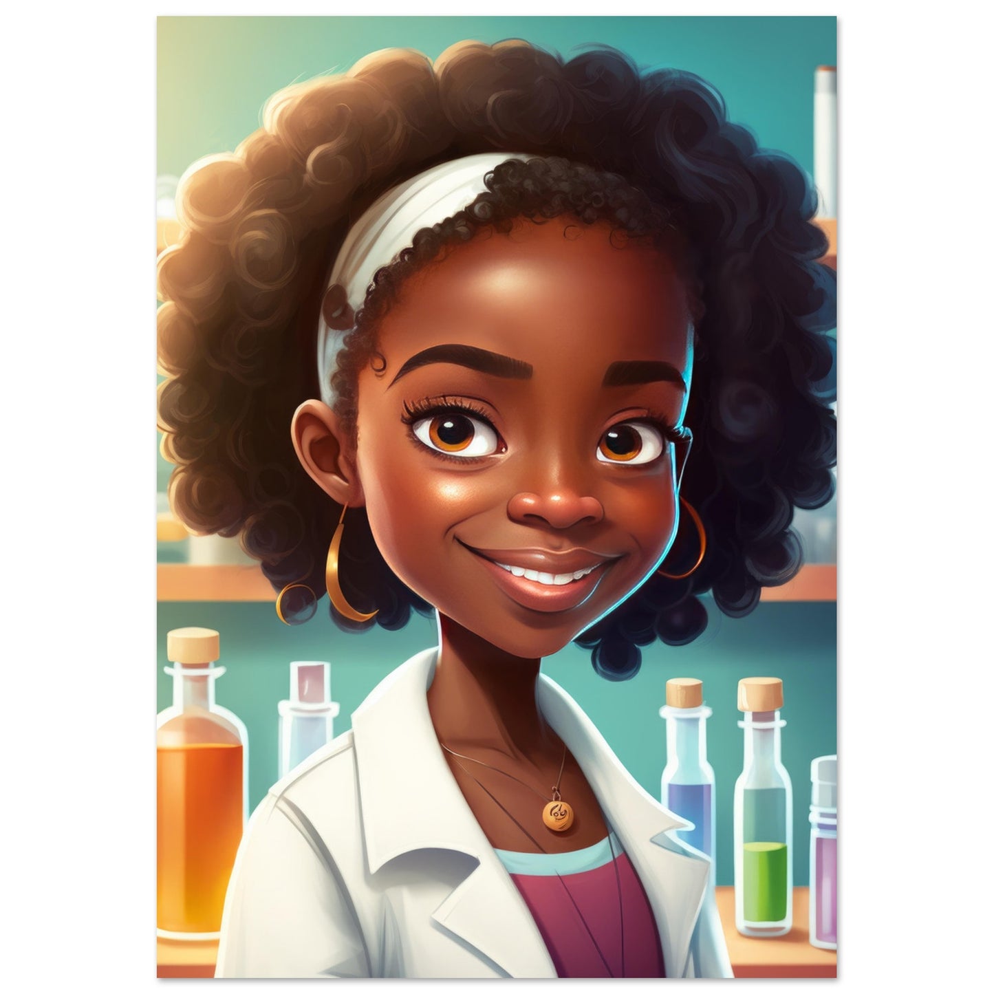 Little Heroes Scientists Girl 2 Premium Matte Poster | Encouraging Children's Wall Art